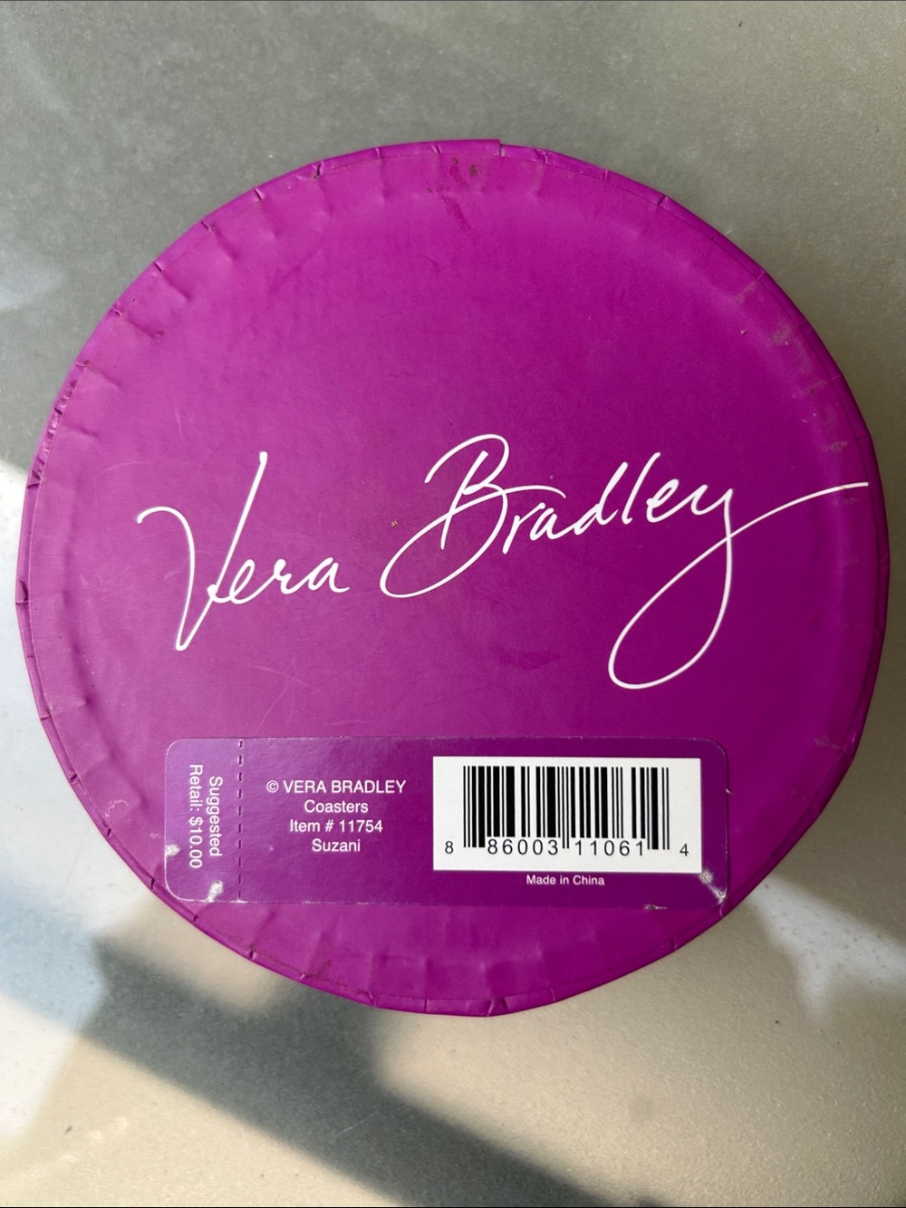 Vera Bradley Purple Floral Round Coaster Set in the Suzani Print - Picture 3 of 3